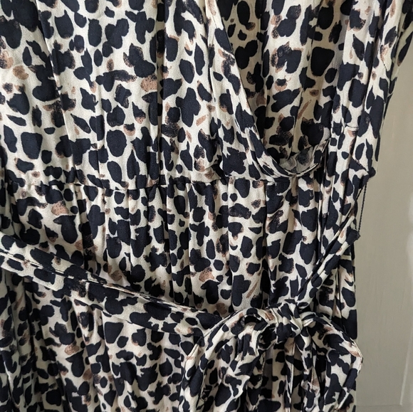Rachel Roy Faux Wrap Dress Cream Black Leopard Animal Print Plus Size 3X $129.00 - Picture 8 of 11